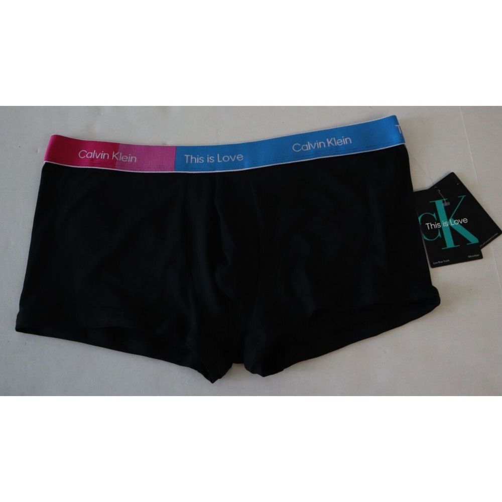 Calvin Klein NB3513 Men Sz L Black Pride This Is Love Microfiber Low-Rise Trunk - Picture 1 of 6